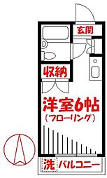 JR中央線 武蔵境駅 徒歩17分の賃貸マンション 1階1Kの間取り