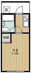 堀江方 2階1Kの間取り