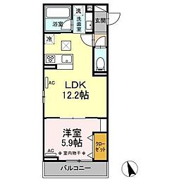 ウェルデンス戸塚　Ｂ 2階1LDKの間取り