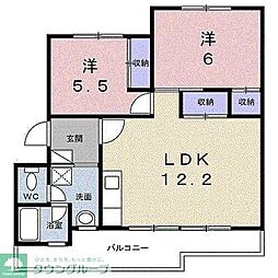 リバーサイド 2LDKの間取図画像