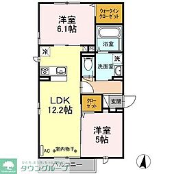 サークルモコ湘南台 2LDKの間取図画像