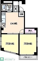 キャッスル笠間3 2DKの間取図画像
