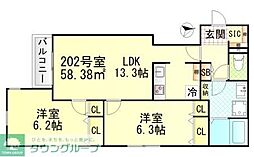 ヴィラージュ戸塚II 2LDKの間取図画像