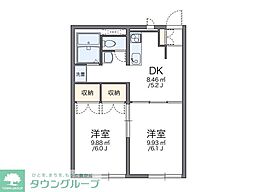 レオパレスクレール 2DKの間取図画像