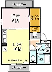 ベル・エスパース2 1LDKの間取図画像