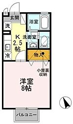 エクレール鎌倉 1Kの間取図画像
