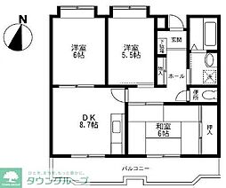 第2サニーハイツ 3DKの間取図画像