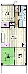 サンプラザ湘南 3LDKの間取図画像