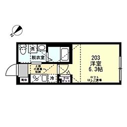 ベイルーム本鵠沼 1Kの間取図画像