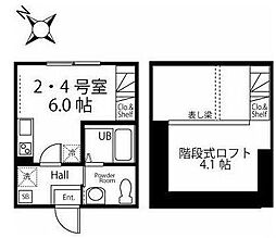 ハーミットクラブハウス戸塚踊場B棟 ワンルームの間取図画像