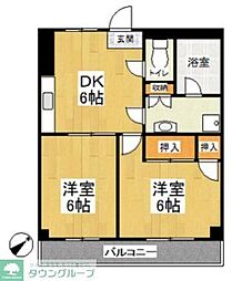 元町清水ビル 2DKの間取図画像