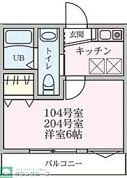 ラコリーヌ踊場 1Kの間取図画像