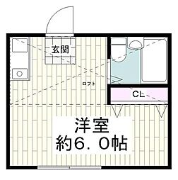 レジデンストレニア ワンルームの間取図画像