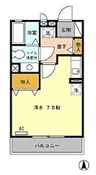 クレスト ワンルームの間取図画像