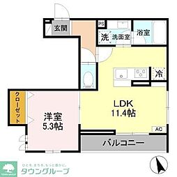 藤沢市羽鳥1丁目アパート 1LDKの間取図画像