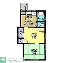 平野ハイム1 2Kの間取図画像