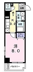 ヴィオラプリート 1Kの間取図画像