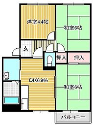 シティパレス南 2階3DKの間取り