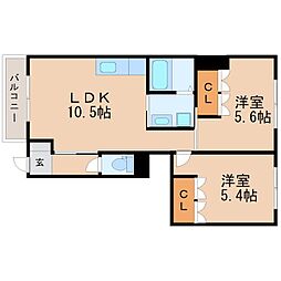 マミーユ2 2LDKの間取図画像
