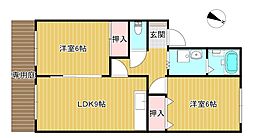コンフォール美喜1 2DKの間取図画像