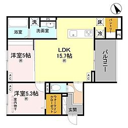 エフティーレコルト 2LDKの間取図画像
