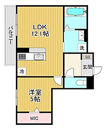 (VENT CLAIR) ヴァン クレール 1LDKの間取図画像