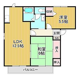 プロスペリテC 2LDKの間取図画像