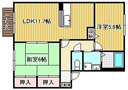 メゾン・ド・スリーゼB棟 2LDKの間取図画像