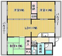 リーブス野洲三上A棟 3LDKの間取図画像