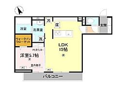 エフティーレコルト 1LDKの間取図画像