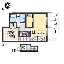 フェアコート・サバービア 201 ｜ 滋賀県大津市本堅田３丁目（賃貸アパート1LDK・2階・49.13㎡） その2