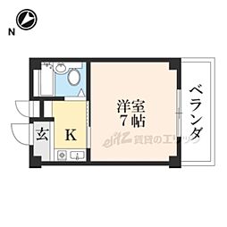 レーク山一 1Kの間取図画像