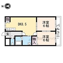 JR草津線 甲西駅 徒歩3分の賃貸マンション 2階2DKの間取り