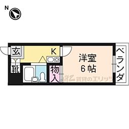コーポ朝倉 2階1Kの間取り