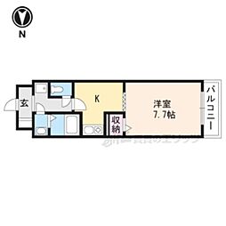 アヴニールタカラ 3階1Kの間取り