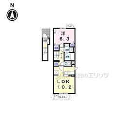 KRANFROH坂本 2階1LDKの間取り