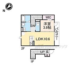 JR東海道・山陽本線 守山駅 徒歩12分の賃貸アパート 2階1LDKの間取り