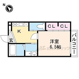 JR東海道・山陽本線 野洲駅 徒歩14分の賃貸アパート 1階1Kの間取り