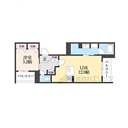 ジョイ　フィールド 2階1LDKの間取り