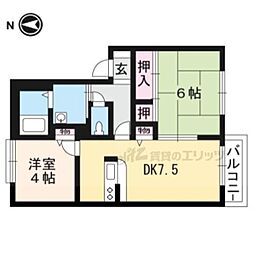 JR東海道・山陽本線 栗東駅 徒歩15分の賃貸アパート 2階2LDKの間取り