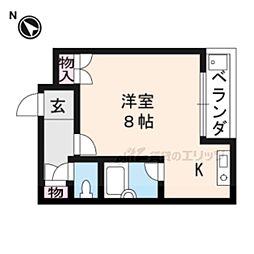 ハイツ立木 ワンルームの間取図画像