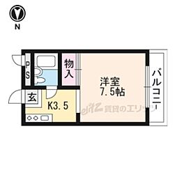 ハーブコート 1Kの間取図画像