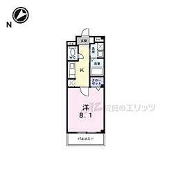カルムアビタシオン大将軍2 1Kの間取図画像