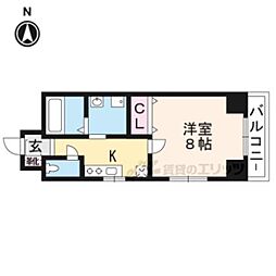 ハウスオウミ長等 1Kの間取図画像