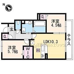 ガーデンライラック 2LDKの間取図画像