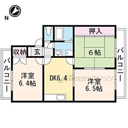 ヒューマンハイム貴生川 3DKの間取図画像