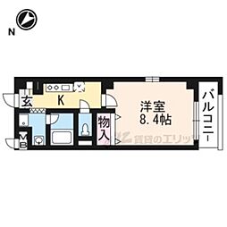 パークテラス白鳥 1Kの間取図画像