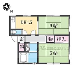 葵荘一号棟 2DKの間取図画像