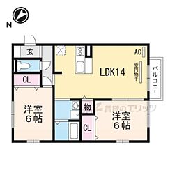 グレイスカーサ2番館 2LDKの間取図画像