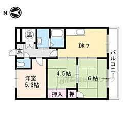 JR東海道・山陽本線 野洲駅 4.8kmの賃貸マンション 3階3DKの間取り